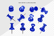 Push Pin Vector Illustration Set, an Object Graphic by DesignerCandies (Thumbnail 3 of 6)
