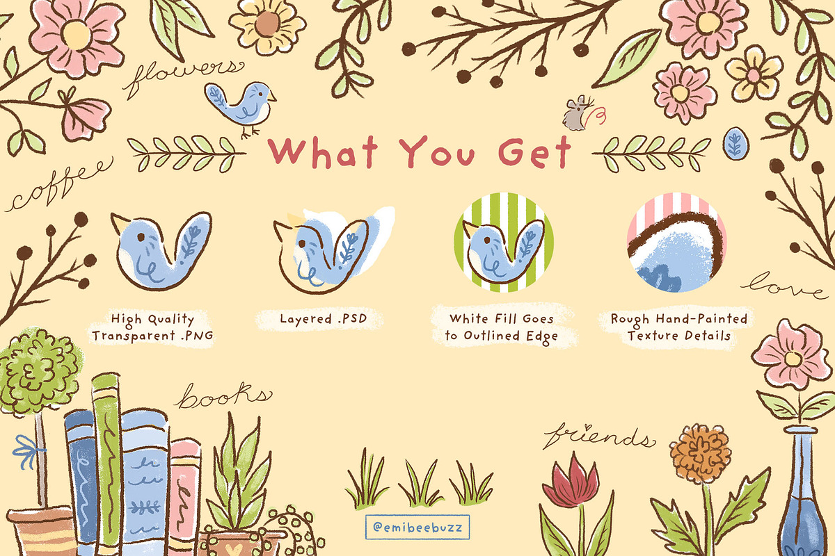 Garden Doodles Illustration Clipart, an Animal Illustration by Emi Bee (Photo 2 of 6)