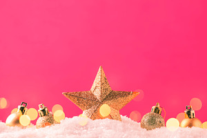 Christmas pink background with golde featuring card, background, and christmas, a Holiday Photo by 5PH