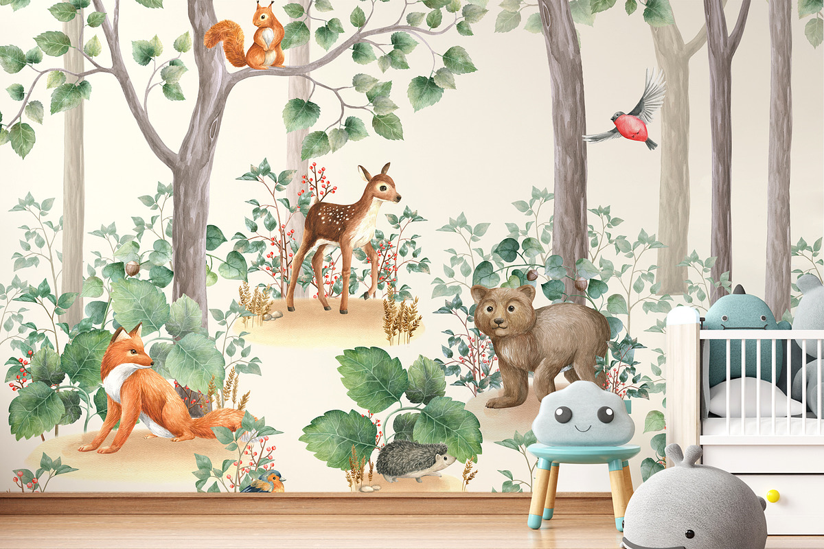 Woodland stories watercolor set, an Animal Illustration by Lososenok (Photo 3 of 12)