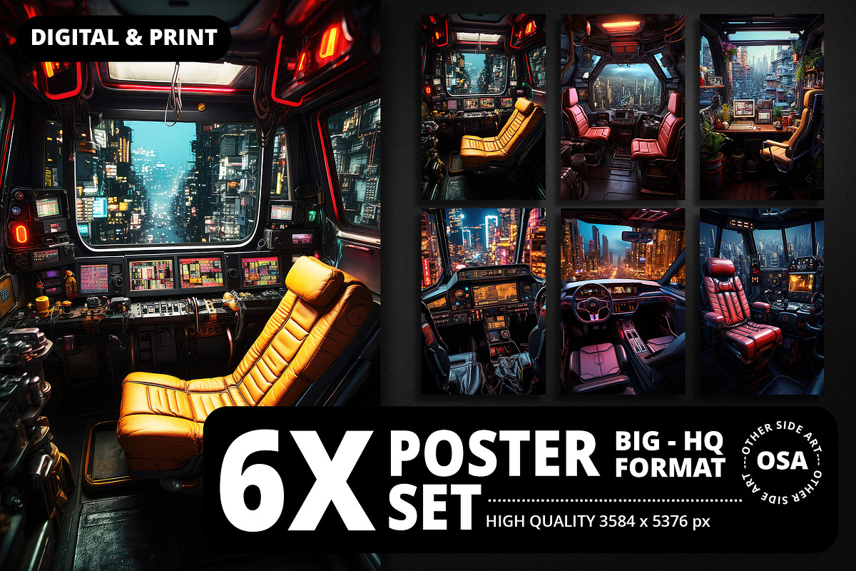 Cyberpunk Vehicle Interior Poster, a Background Graphic by Other Side Art (Photo 1 of 5)