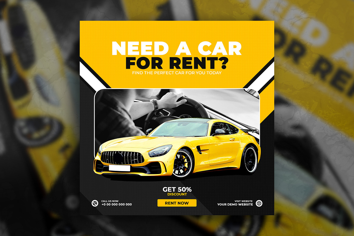 Rent a car social media post, a Social Media Template by Tanmoy Topu (Photo 6 of 11)