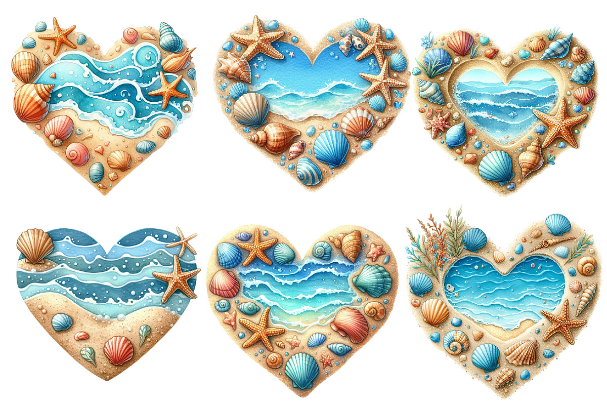 Summer Beach Heart Sublimation, an Illustration by Designworld (Photo 2 of 5)