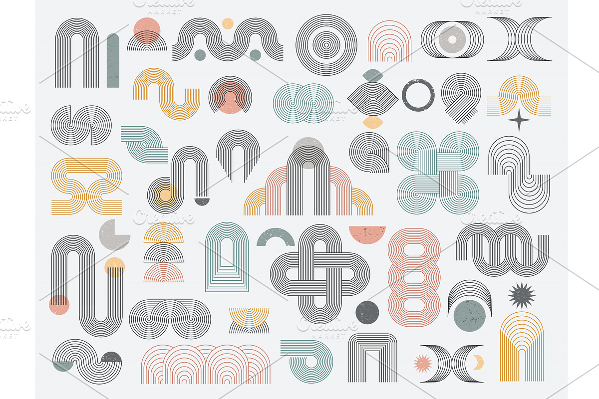 Arch shapes. Geometric waves circles, a Graphic by Onyx
