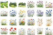 Wall Art Set Watercolor Wildflowers, an Illustration by Sublimation Artist (Thumbnail 2 of 6)