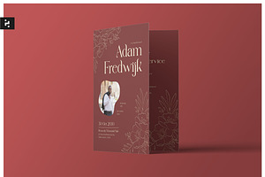 Red Floral Funeral Program, a Brochure Template by Neermana