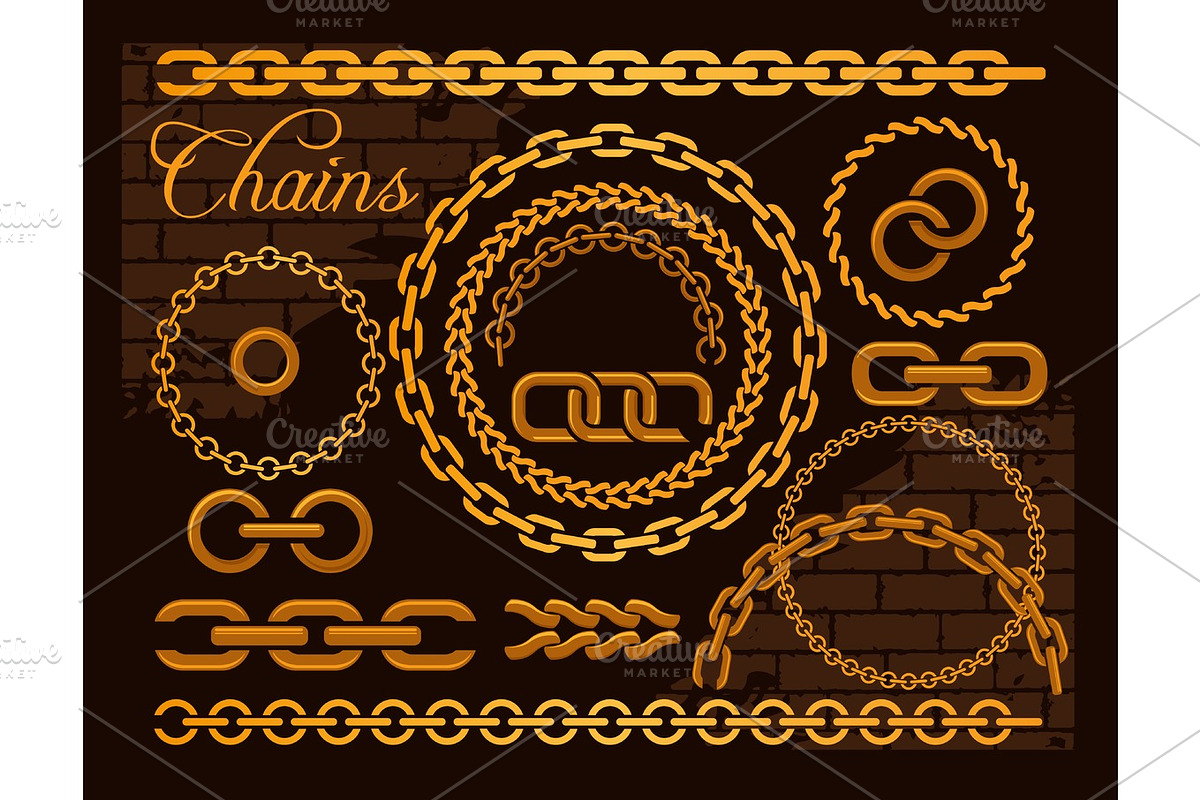 Golden chains on a dark background., an Object Graphic by Digital-Clipart