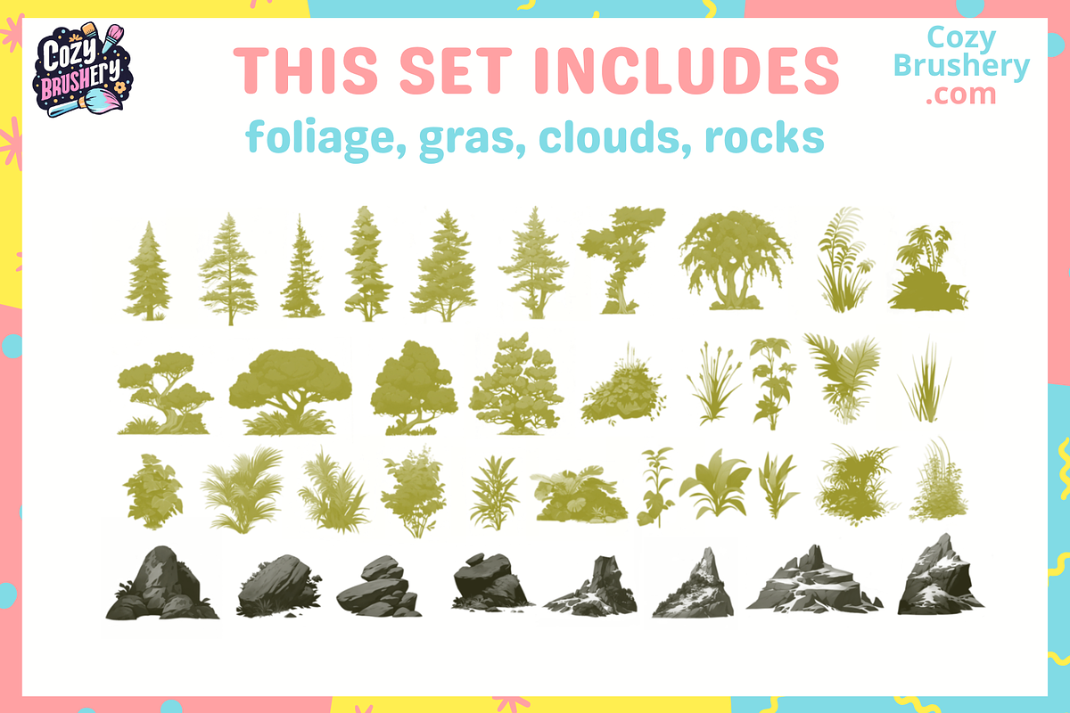 Procreate Nature Background Brushes, a Brushes & More by Cozy Brushery (Photo 4 of 12)