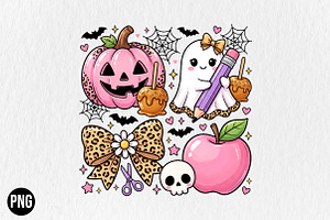 Halloween Back to School Ghost PNG, a Seasonal Illustration by CraftArtStudio