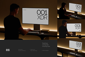 Desktop Computer Mockup Set Dark