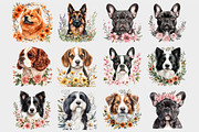 Watercolor Floral Dog Clipart, a Seasonal Illustration by Design Market (Thumbnail 5 of 5)
