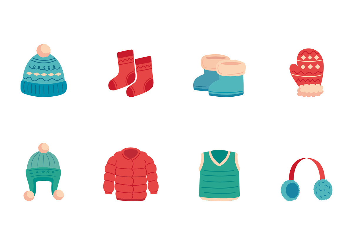 Winter Clothing Illustration Set