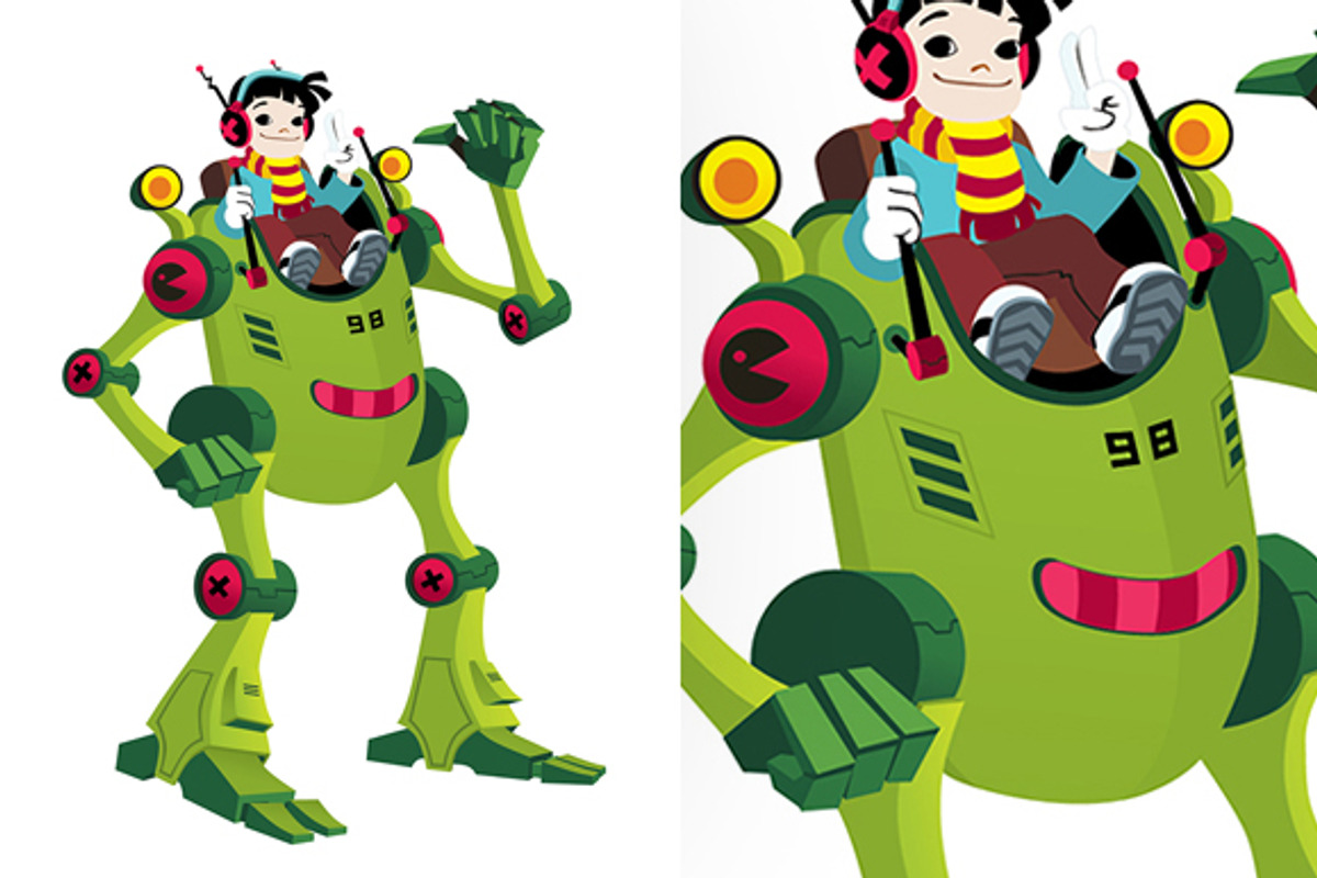 Robot kid boy cartoon isolated, an Illustration by Andres Moncayo