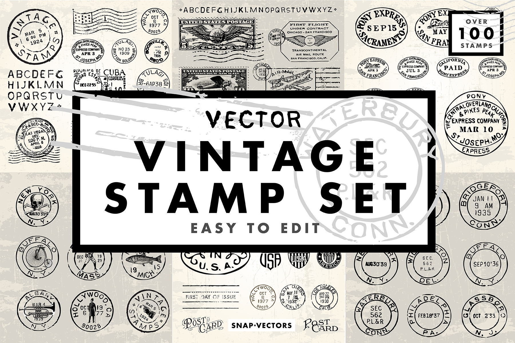 Vector Vintage Stamp Set, an Icon by Snap Vectors