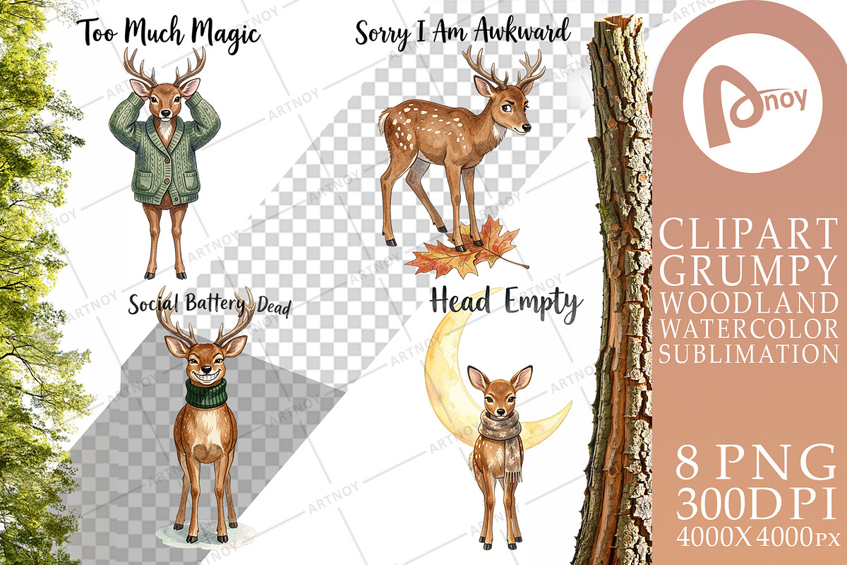 Grumpy Woodland Hygge Sublimation, a Decorative Illustration by Artnoy (Photo 9 of 18)