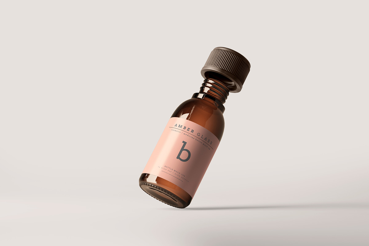 Amber Glass Bottle Mockups, a Cups & Container Mockup by pmvch (Photo 12 of 20)