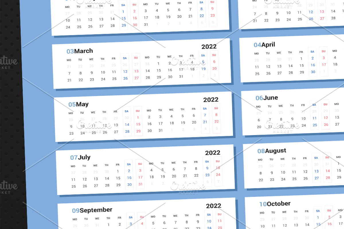 Calendar 2022 Alternative Design, a Stationery Template by WORAKAMON Design Studio (Photo 2 of 4)