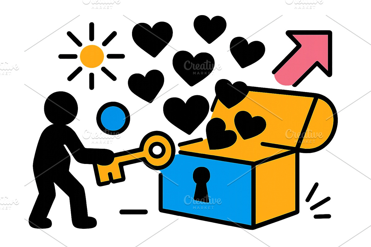 Unlocking joy with a key to a, an Object Illustration by ZinetroN