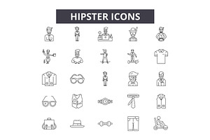 Hipster Line Icons, Signs Set