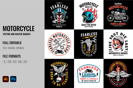 Motorcycle badges collection, a Branding & Logo Template by cd-design.co