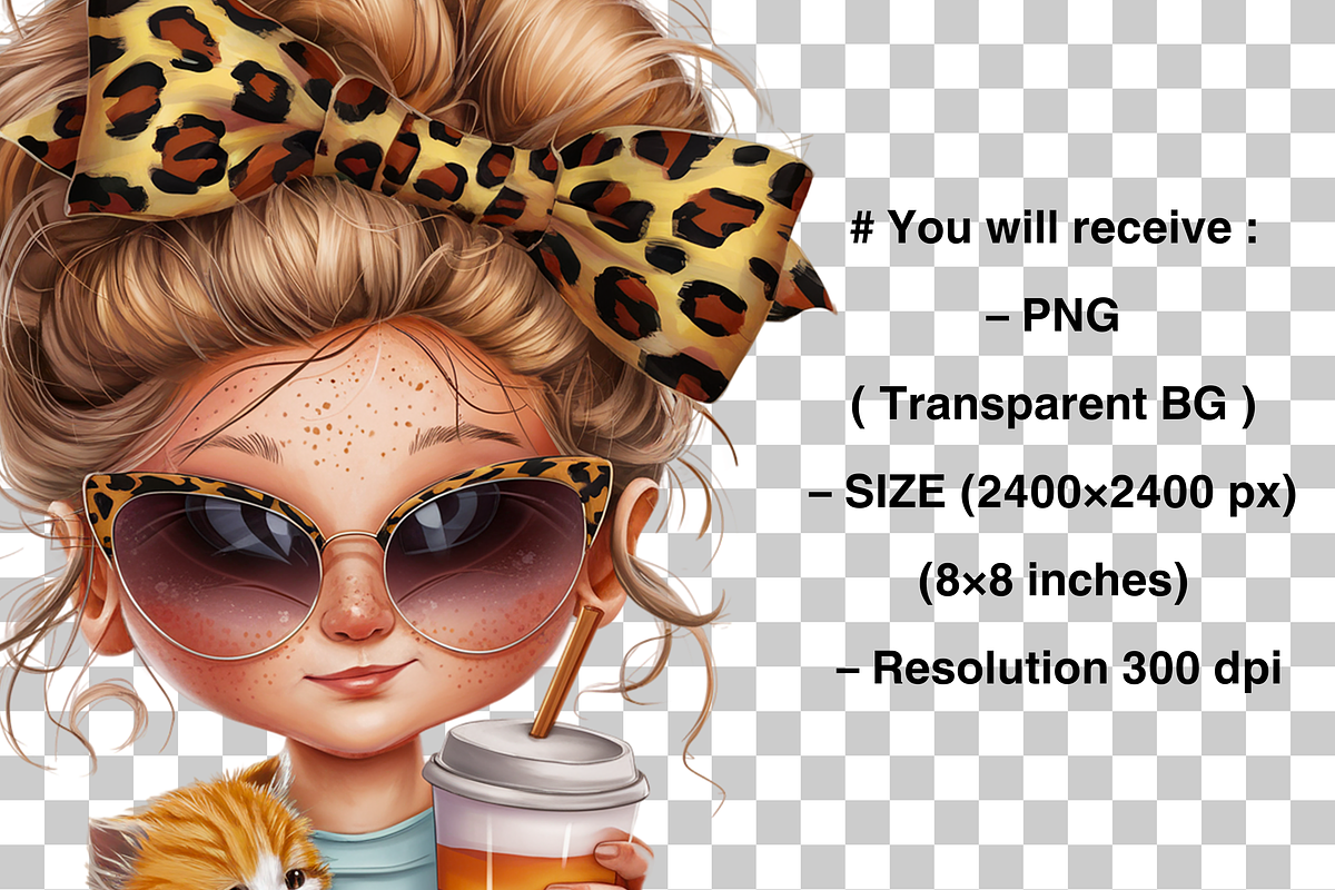 Girl Leopard Bow Clipart PNG Bundle, a Graphic by Clipart Bloom (Photo 8 of 12)