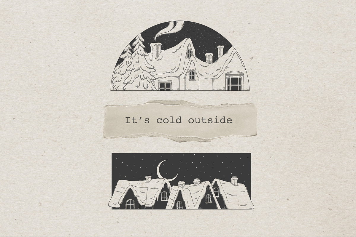 Winter houses. Line art., an Illustration by heyXeni (Photo 4 of 5)