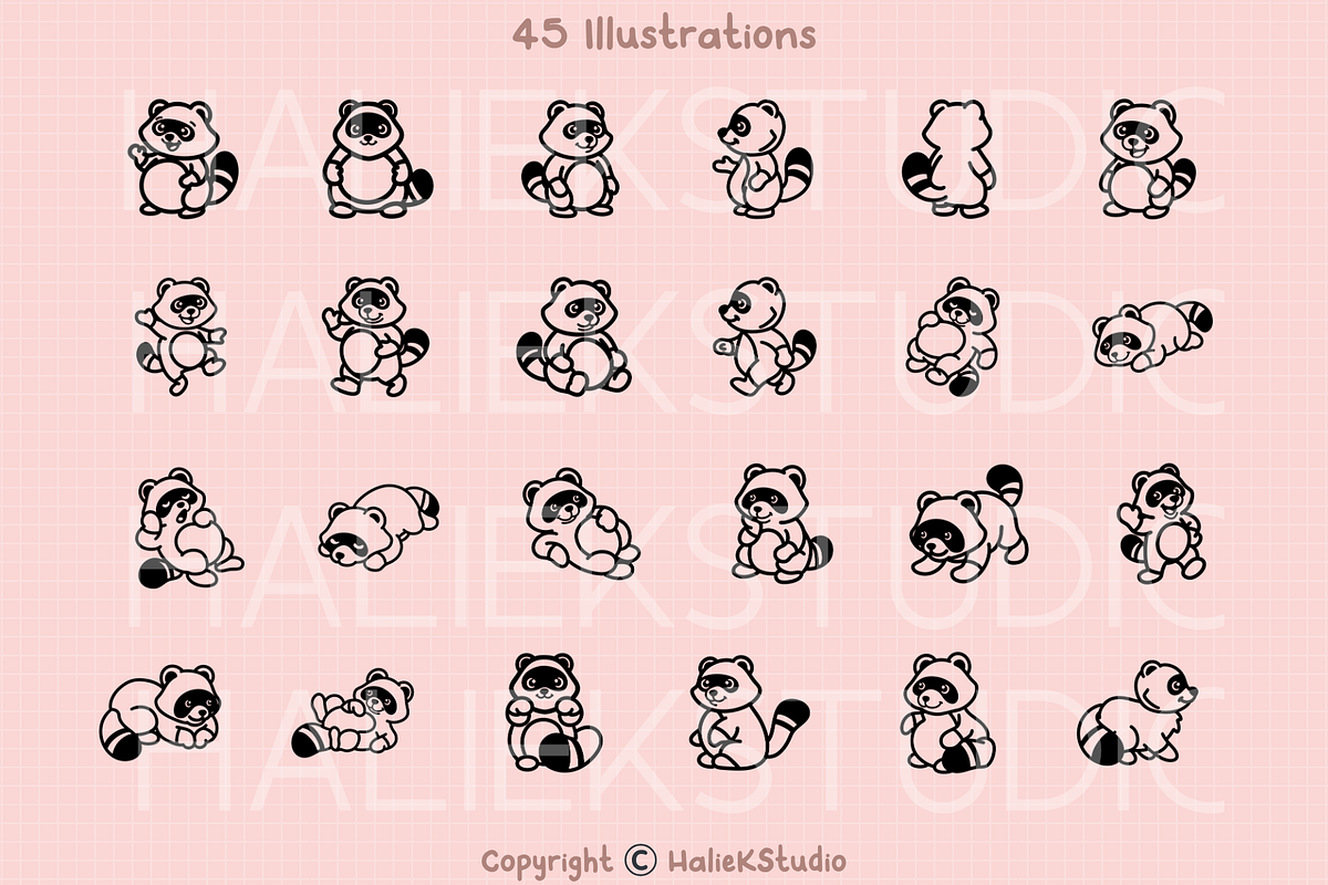 Tanuki Procreate Stamps Brush Set, a Brush Add-On by HalieKStudio (Photo 2 of 9)