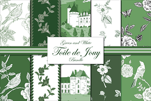 Green Toile De Jouy Patterns