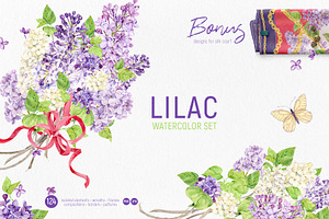 Lilac. Watercolor set., an Illustration by Tata Pilip