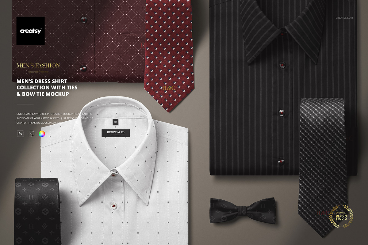 Men’s Dress Shirt Collection Mockup, a Shirt Mockup by Creatsy (Photo 1 of 5)