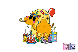 Birthday Camel, an Animal Illustration by MISS CHATZ