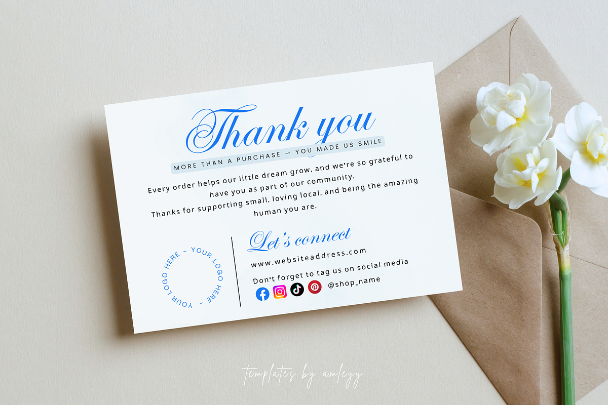 Thank You Card Insert for Packaging, a Card Template by Elegant_Studio44 (Photo 2 of 6)