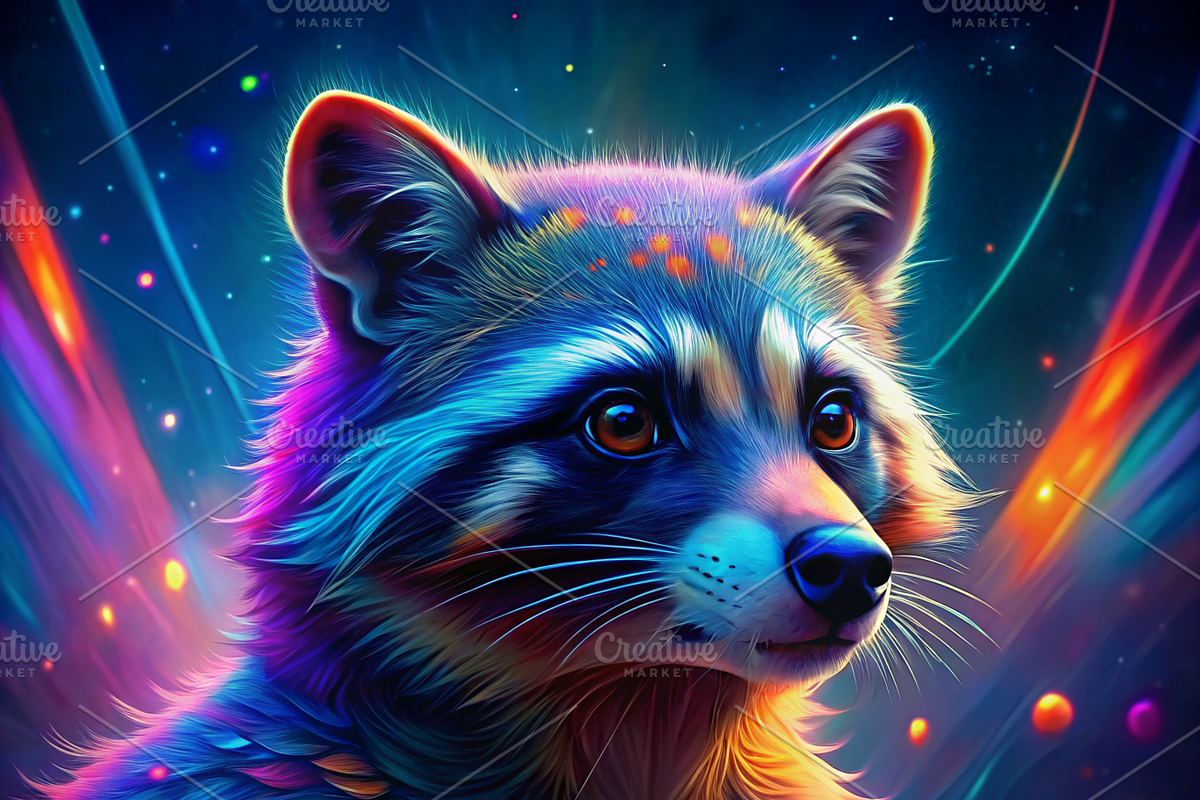 Vibrant Raccoon Print, an Animal Illustration by ZobaDepot (Photo 1 of 4)
