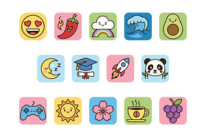 Colorful Cute Emoji Icon Set, an Emoji Icon by MkStudio