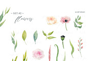 Watercolor Floral Clipart Set, an Object Graphic by NiKO (Thumbnail 2 of 4)