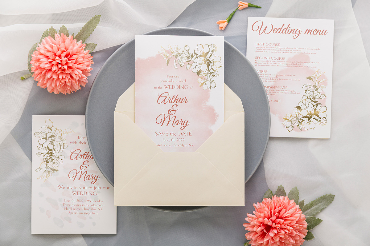 Apple bloom wedding invitations set, an Invitation Template by Doodle emporium (Photo 3 of 7)