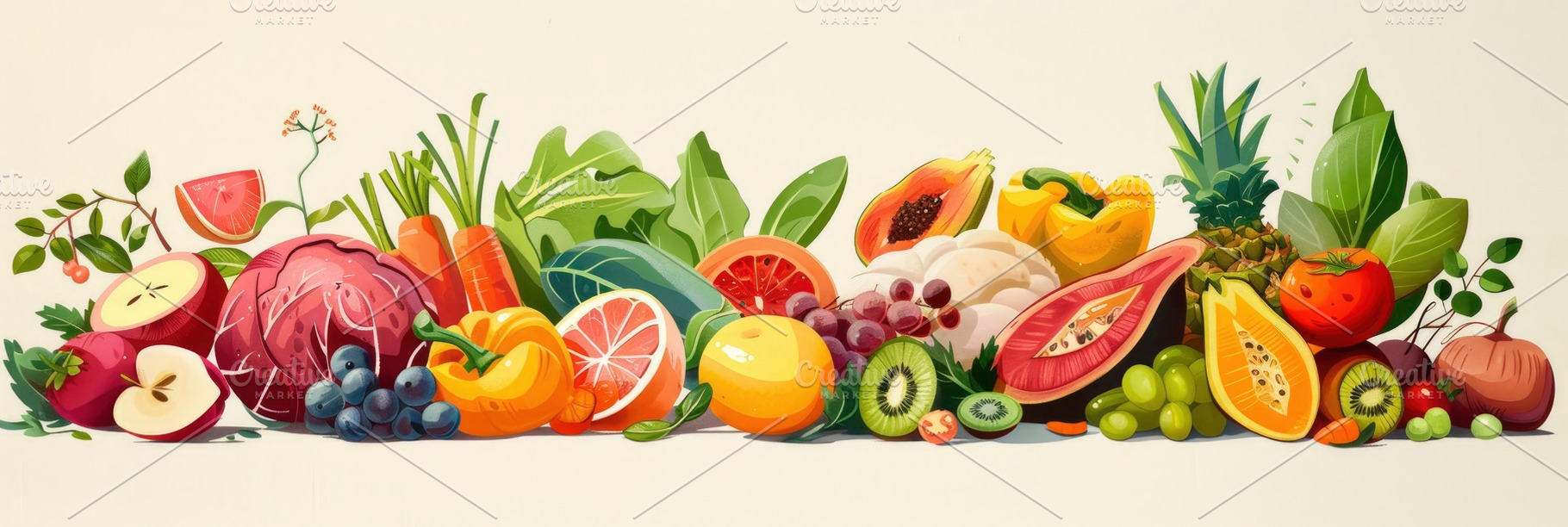 Colorful illustration of assorted fr, a Photo by LOGOCREATIVE