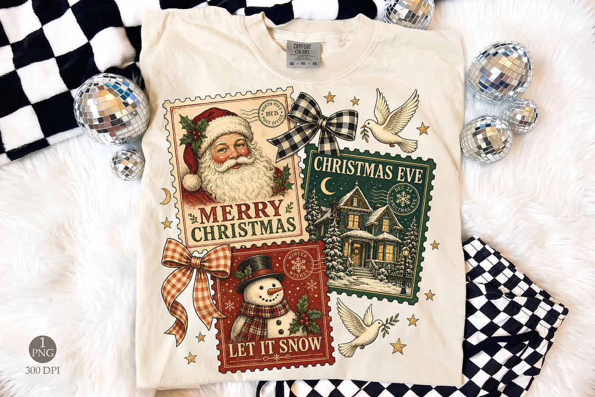 Christmas Postage Stamp PNG,Vintage, an Object Illustration by Libby Wishes (Photo 2 of 4)