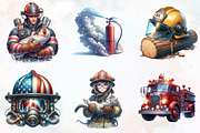 Firefighter Watercolor Cliparts, an Illustration by RobertsArt (Thumbnail 5 of 7)