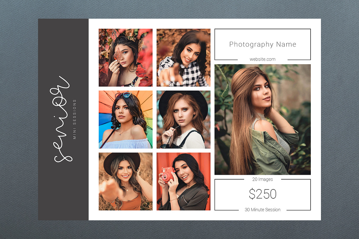 Senior Session Template PSD, a Flyer Template by Two Flamingos Shop