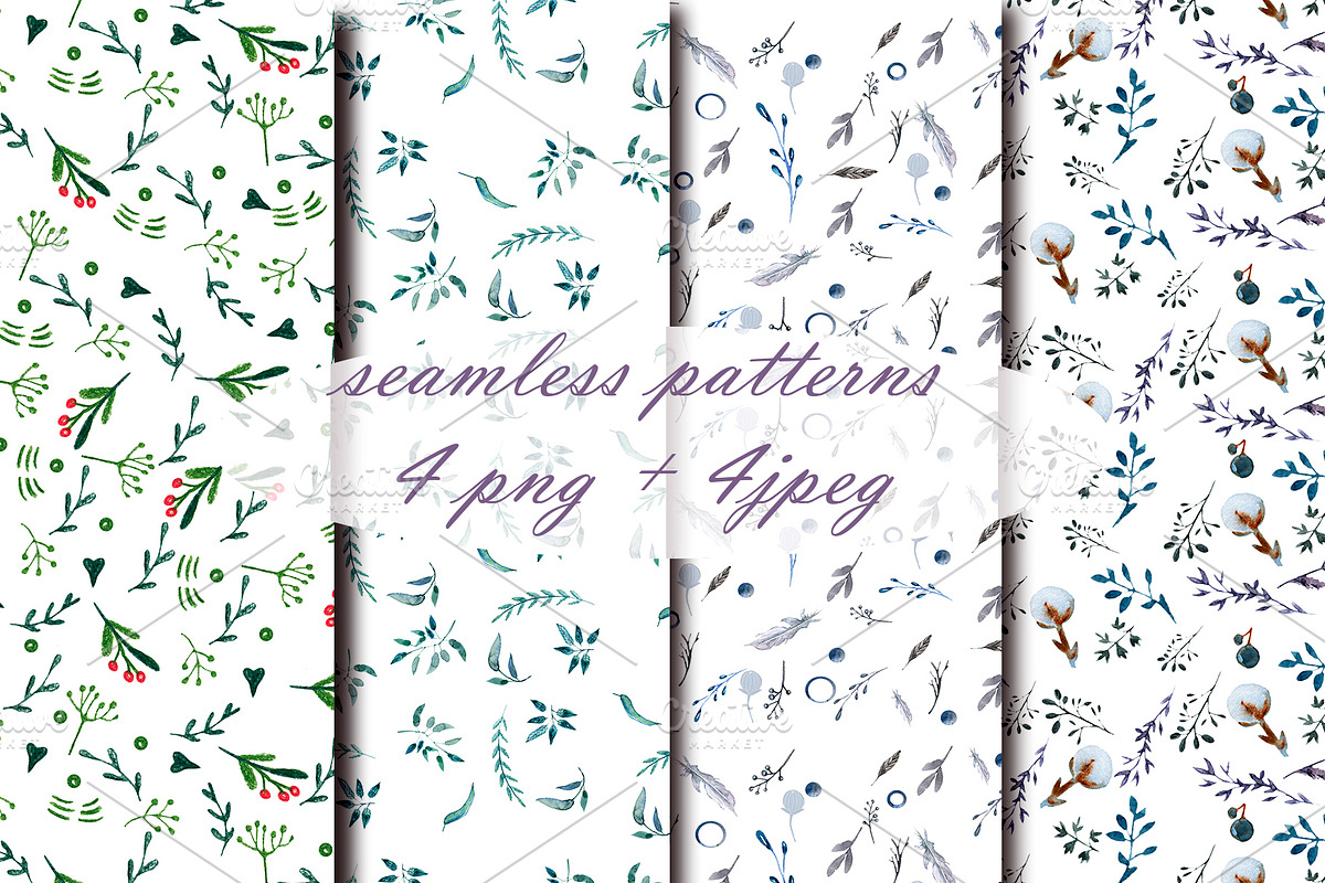 Small herbs watercolors, a Pattern Graphic by JuliaFast