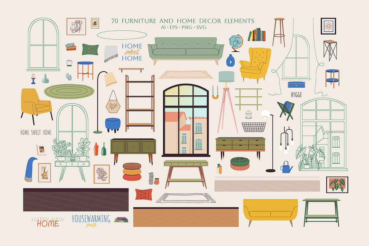 Home Plants | House Plants in Pots, a Decorative Illustration by Berentine.art (Photo 5 of 16)