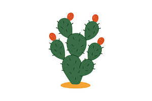 Nopal cactus with red fruits. Flat, an Object Illustration by GraphiShop