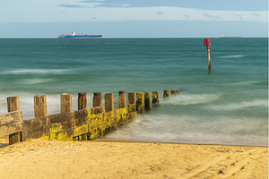 Long duration exposure of waves on, a Transportation Photo by Backyard Stock