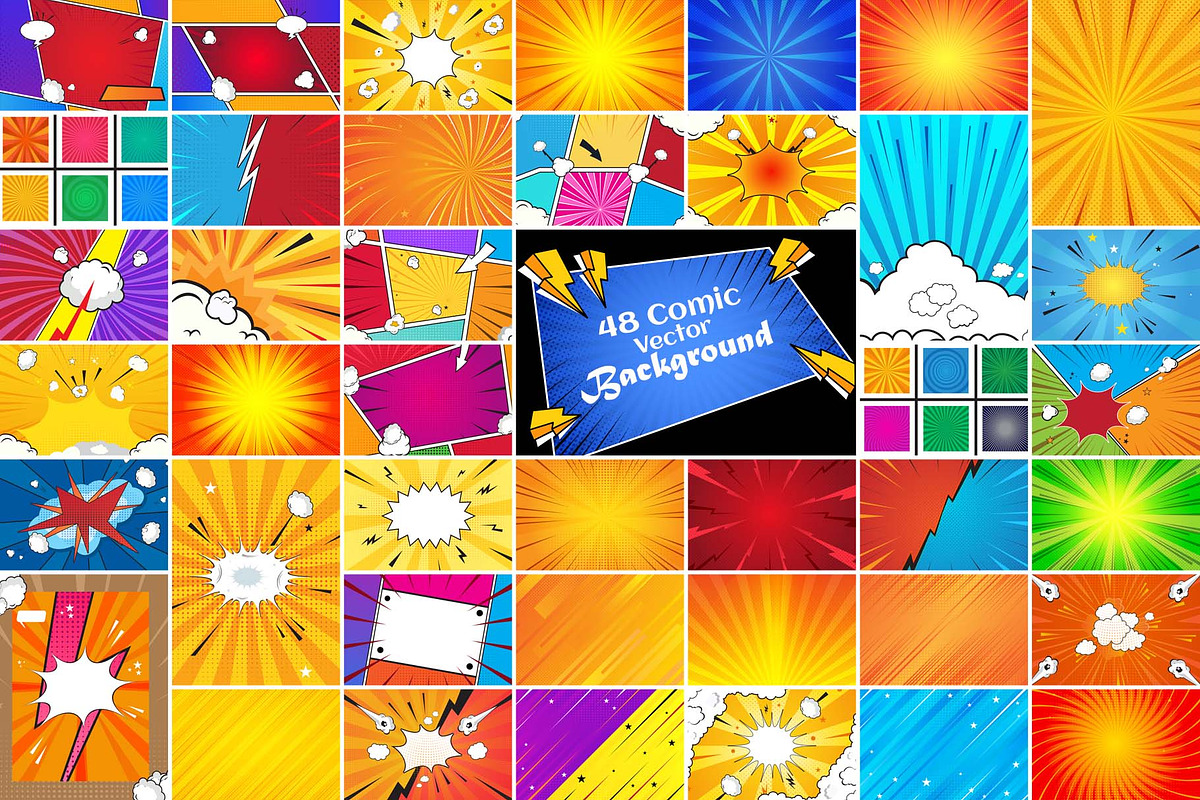 48 Vector Comic Background Bundle, a Background Graphic by MRI STUDIO (Photo 1 of 18)