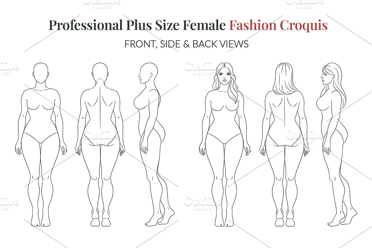 Plus Size Female Fashion Croquis, a Person Illustration by Shorena Fashion Draws (Photo 3 of 13)