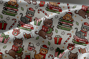 Cozy Christmas Cat Seamless Pattern, a Seasonal Illustration by TitaLivingArt (Thumbnail 4 of 9)