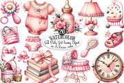 Pink Baby Girl Nursery Clipart, an Icon by Designking (Thumbnail 1 of 4)