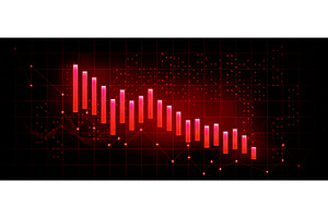 Falling forex chart trend on red, a Finance Illustration by art PVP - market