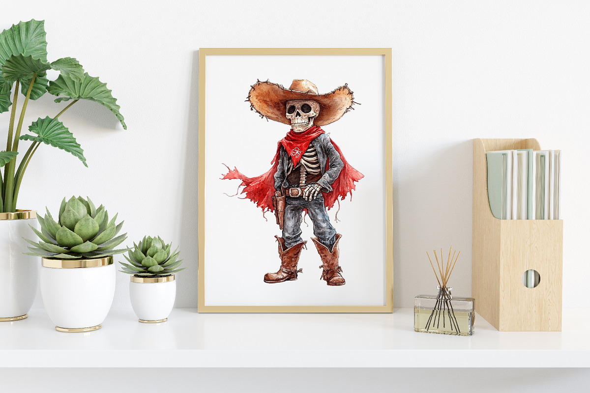 Watercolor Cowboy Halloween Clipart, an Illustration by Canvas Craft (Photo 5 of 7)